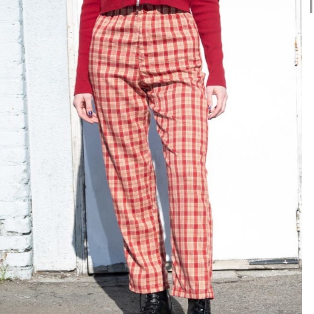 Brandy Melville High rise Plaid Rousers size S